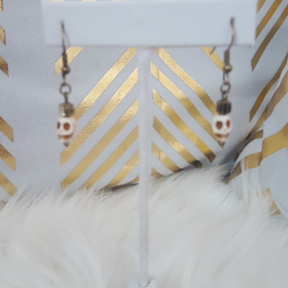 PTB Bronze colored Skull dangle earrings